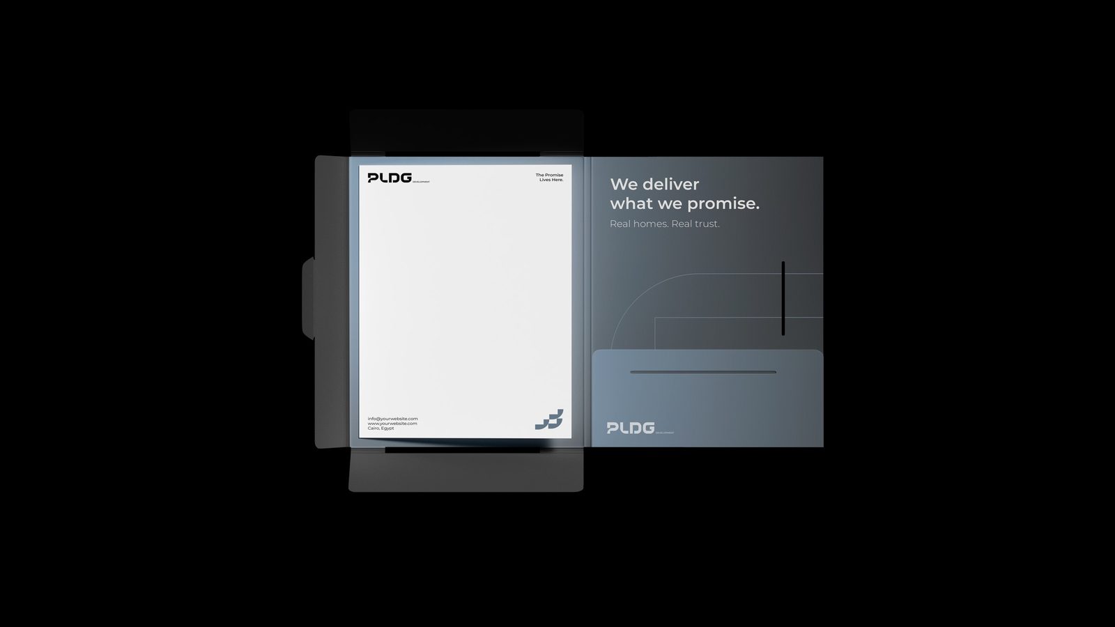 Presentation folder and letterhead.